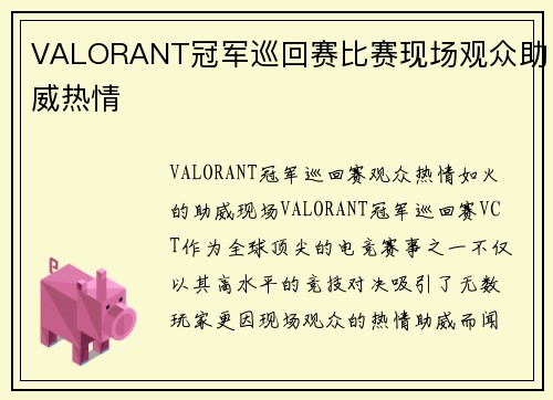 VALORANT冠军巡回赛比赛现场观众助威热情